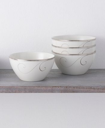Noritake Platinum Wave Set Of 4 Rice Bowls, Service For 4 5 Noritake Platinum Wave Set Of 4 Rice Bowls, Service For 4 - Image 3