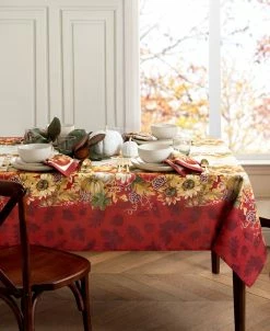 Elrene Swaying Leaves Double Border 60 X 144 Tablecloth