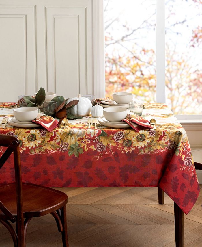 Swaying Leaves Double Border 60 X 144 Tablecloth Elrene Swaying Leaves Double Border 60 X 144 Tablecloth -VilleroyBoch shop