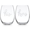 Kate Spade New York Two Of A Kind His & Hers Stemless Wine Glasses, Set Of 2
