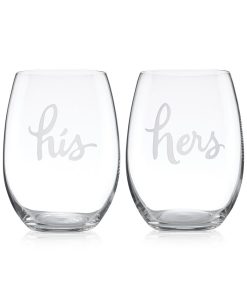 Kate Spade New York Two Of A Kind His & Hers Stemless Wine Glasses, Set Of 2