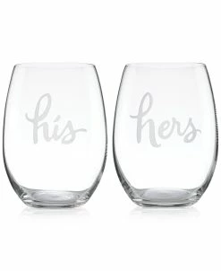 Kate Spade New York Two Of A Kind His & Hers Stemless Wine Glasses, Set Of 2