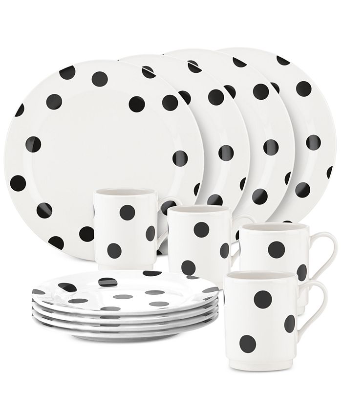 All In Good Taste Deco Dot 12-Pc. Set, Service For 4 Kate Spade New York All In Good Taste Deco Dot 12-Pc. Set, Service For 4 -VilleroyBoch shop
