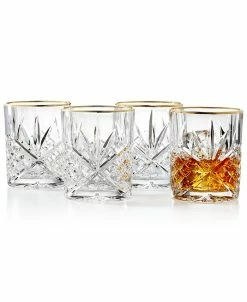 Godinger Dublin Gold Double Old Fashioned Glasses, Set Of 4